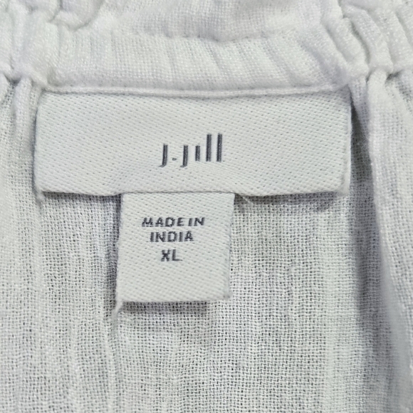 J. Jill White Embroidered Crinkle Gauze Peasant Tunic Beachy Boho Vacation - Picture 7 of 8